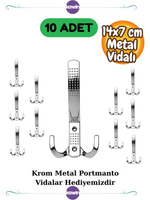 10 Adet Noktalı Portmanto Askı Vestiyer Duvar Dolap Askısı Krom Metal Mobilya Gümüş Kapı Askılık