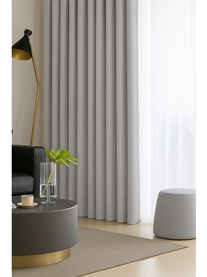 Açık Gri Blackout, Işık Geçirmez, Karartma Perde, Pilesiz, Lüks, Tek Kanat, Güneşlik