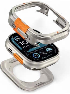 Apple Watch Ultra-Ultra2 Metal Kasa Koruma Darbe Önleyici Alüminyum Çerçeve Bumper Case (49MM Uyumlu)