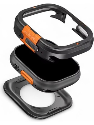 Apple Watch Ultra-Ultra2 Metal Kasa Koruma Darbe Önleyici Alüminyum Çerçeve Bumper Case (49MM Uyumlu)