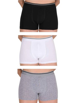 Berrak 1097 Erkek Likralı Boxer 3lü Paket -Beyaz,siyah,gri M