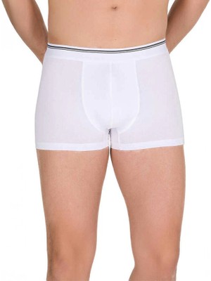 Berrak 1097 Erkek Likralı Boxer 3lü Paket Beyaz S