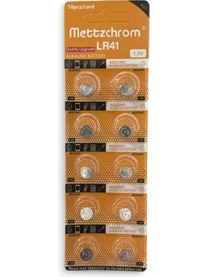 Mettzchrom Ag3 LR41 384 L736 1.5V Alkaline Düğme Pil 10'lu
