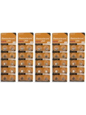 Mettzchrom Ag3 LR41 384 L736 1.5V Alkaline Düğme Pil 50'li