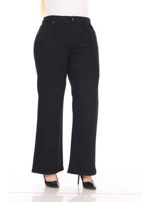 Era Lisa Normal Kesim Yüksek Bel Kadın Büyük Beden Düz Paça Kot Pantolon Denim Kumaş 5 Cepli