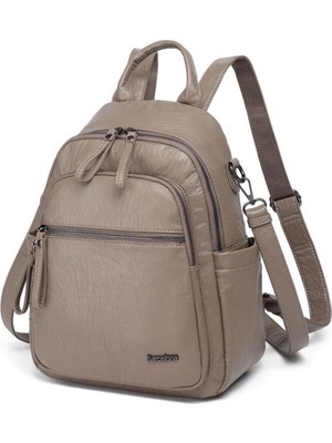 Yıkama Deri Sırt Askılı Kadın Çantası 21K Barcelona 1914