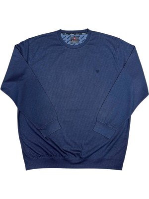 Büyük Beden Erkek Bisiklet Yaka Sweatshirt