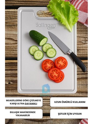 Solıngen Paslanmaz Çelik Kesme Tahtası 2 Adet Antibakteriyel Yüzey