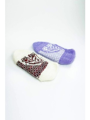 Litaetrend 2 Çift El Örgüsü Kışlık Şık Kadın Yün Patik Set 1