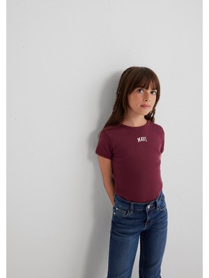 Mavi Mavi Logo Baskılı Bordo Tişört 7610350-70393