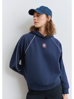 Mavi Biye Detaylı Kapüşonlu Lacivert Sweatshirt 1S10362-87518