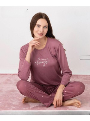 Pijamoni Kadın Milan Bisiklet Yaka Uzun Kol Ince Pijama Takımı 7600/37 - 1 Adet