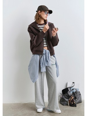 Mavi Sporty Lux Fermuarlı Kahverengi Sweatshirt 1S10295-70236