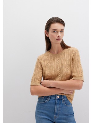 Mavi Kısa Kollu Sarı Kazak 1710702-90659