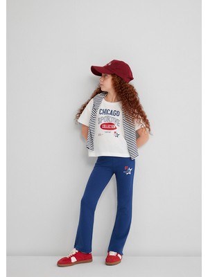 Mavi İspanyol Paça Baskılı İnterlok Tayt 7010031-70721