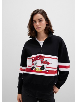 Mavi Tom ve Jerry Baskılı Siyah Sweatshirt 1S10472-900