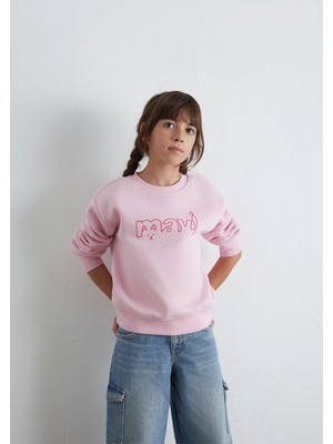 Mavi Mavi Kedi Logo Baskılı Pembe Sweatshirt 7S10162-70973