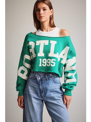 DeFacto Kayık Yaka Baskılı Sweatshirt G3329AX25WN