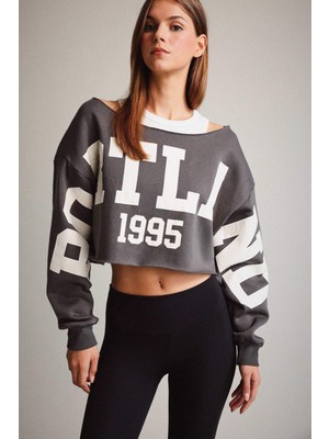 DeFacto Kayık Yaka Baskılı Sweatshirt G3329AX25WN