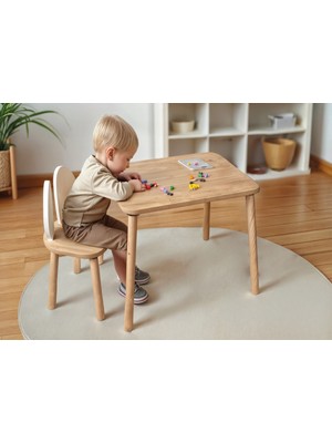 Uniqlion Ahşap Aktivite Masası (1 Sandalye 1 Masa)