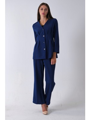 Lacivert Önü 4 Düğme Kapamalı Pantolonlu Takım 4592261.02