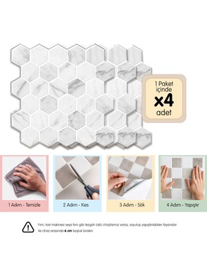 3D Kendinden Yapışkanlı Duvar Karosu 30,5 cm x 30,5 cm (4 Adet) 0,371 M²