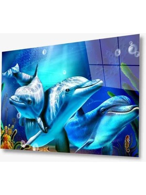 Bay Çağrı Sualtı Canlıları Cam Tablo 4 mm Dayanıklı Temperli Cam