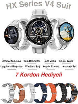 Hx Watch 4 Pro Uyumlu Suit Akıllı Saat 7 Kordon Hediyeli Tüm Telefonlara Uyumlu Smart-Watch