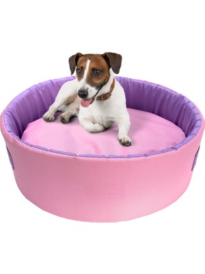 Sünger Simit Köpek Yuvası Küçük Irk Köpek Yatağı ve Kedi Yatağı 55 cm Pembe Lila