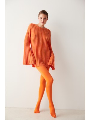 Turuncu Fashion Wet Look Külotlu Çorap-Pentilicious