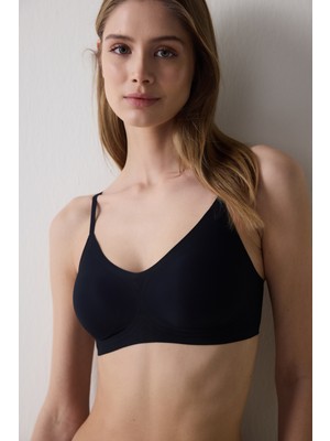 Zerogram - Ribbed Light Invisible Siyah Sütyen