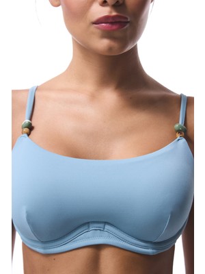Mavi Maya Boncuklu Bikini Üstü
