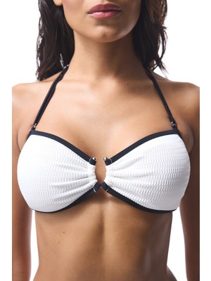 Beyaz Nicole Straplez Bikini Üstü