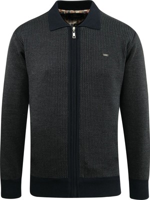 Erkek Astarlı Triko Mevsimlik Mont Polo Yaka Çelik Örgü Desenli Klasik Kalıp - 5208P