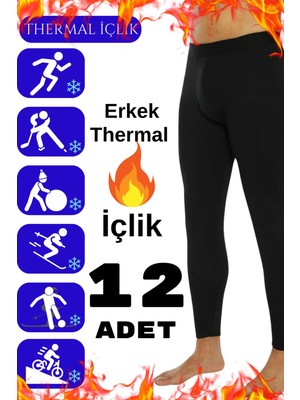 Erkek Termal Içlik Siyah Içi Polar Kışlık 12 Adet