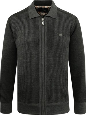 Erkek Astarlı Triko Mevsimlik Mont Polo Yaka Çelik Örgü Desenli Klasik Kalıp - 5208P