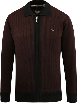 Erkek Astarlı Triko Mevsimlik Mont Polo Yaka Çelik Örgü Desenli Klasik Kalıp - 5208P