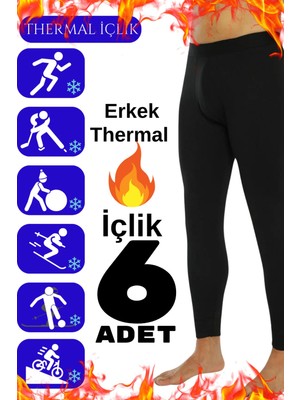 Erkek Termal Içlik Siyah Içi Polar Kışlık 6 Adet