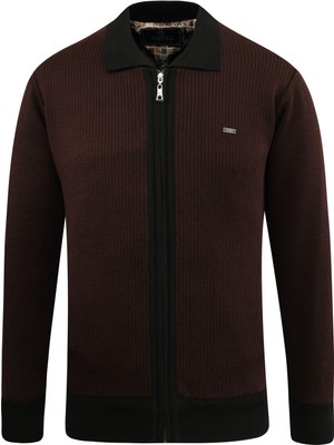 Erkek Astarlı Triko Mevsimlik Mont Polo Yaka Çelik Örgü Desenli Klasik Kalıp - 5208P