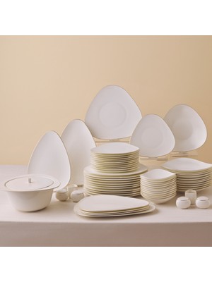Karaca Fine Pearl Tristan 62 Parça 12 Kişilik Yemek Takımı Gold