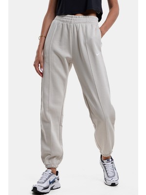 Nike Sportswear Regular Fit Pant Bol ve Uzun Kesim Eşofman Altı Beyaz Krem