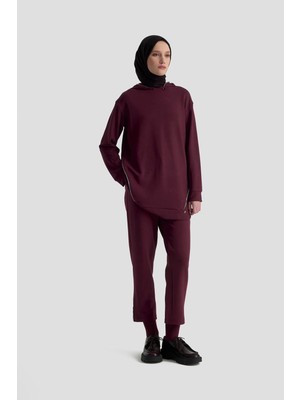 Armine Trend Taş Detaylı Kapüşonlu İkili Spor Takım Bordo 25KT603