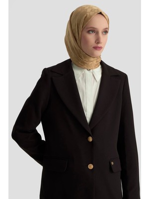 Armine Trend Gold Düğmeli Astarlı Blazer Ceket Siyah 25KT520