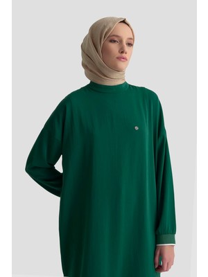 Armine Trend Kolları Ribanalı Arkadan Uzatmalı Basic Tunik-Zümrüt 25YT449