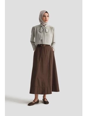 Armine Trend Boyun Kurdele Desenli Tunik-Gri 25YT303