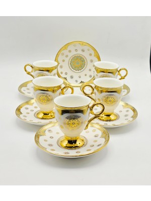 By Como Lüx Osmanlı Motifli Vintage Porselen Kahve Fincan 12 Parça & 6 Kişilik