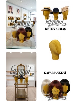 Manken İstanbul Bayan Kumaş Kaplı Polyester Kafa Mankeni Aksesuar Mankeni Şapka Mankeni Peruk Mankeni