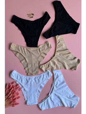 Brezilya Kesim Modal Kumaş | 6'lı Siyah, Beyaz ve Ten Renk Kadın Külot 51A03