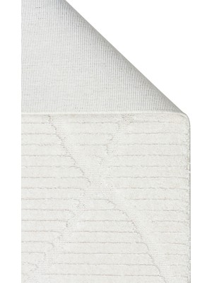 Terazzo Trz 07 Beyaz - Hav Toz Vermez Etnik Desenli Iskandinav Salon Halısı