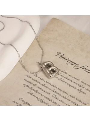 Kadın Çelik Kolye - B Harfi Balon Harf Kadın Kolye